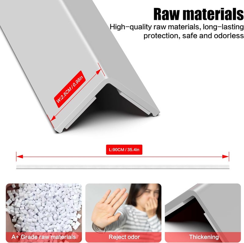 Frychee ‎ Wall Corner Protector, Walls Edge Protector，Self-Adhesive Wall Corner Guards,PVC Double Side Edge Protector， Furniture Stairs Guard (Gray 2PCS 90cm/35.4in) - Image 5
